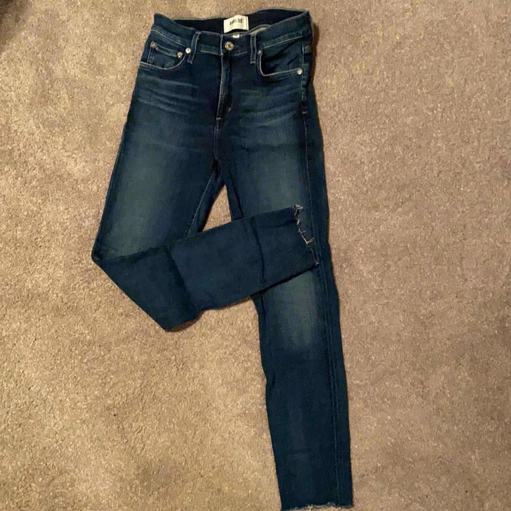 AGoldE crop skinnies with Raw Hem